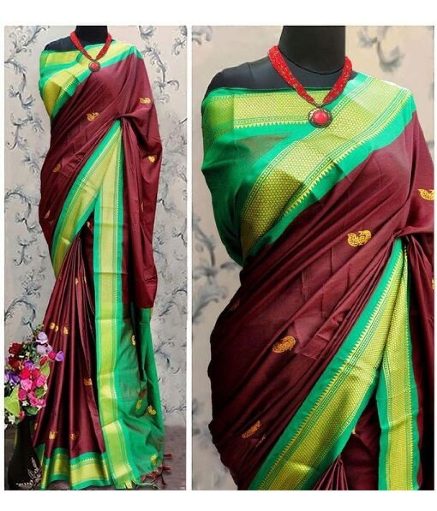     			FAB SILK Pack of 1 Cotton Silk Woven Saree With Blouse Piece ( Maroon )