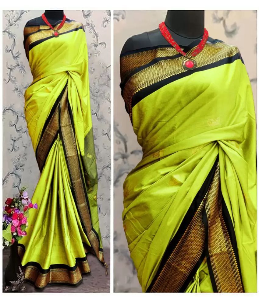     			FAB SILK Pack of 1 Cotton Silk Woven Saree With Blouse Piece ( Lime Green )