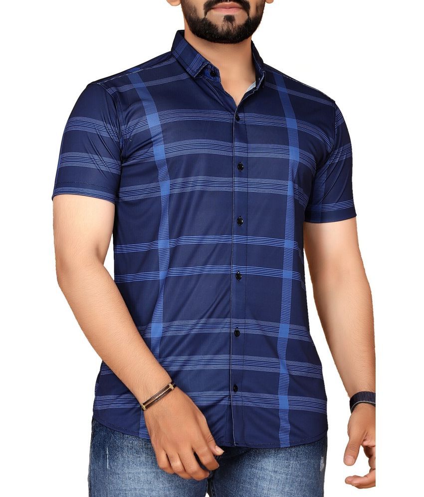     			FABRIPPLE Cotton Blend Regular Fit Checks Half Sleeves Men's Casual Shirt - Blue ( Pack of 1 )