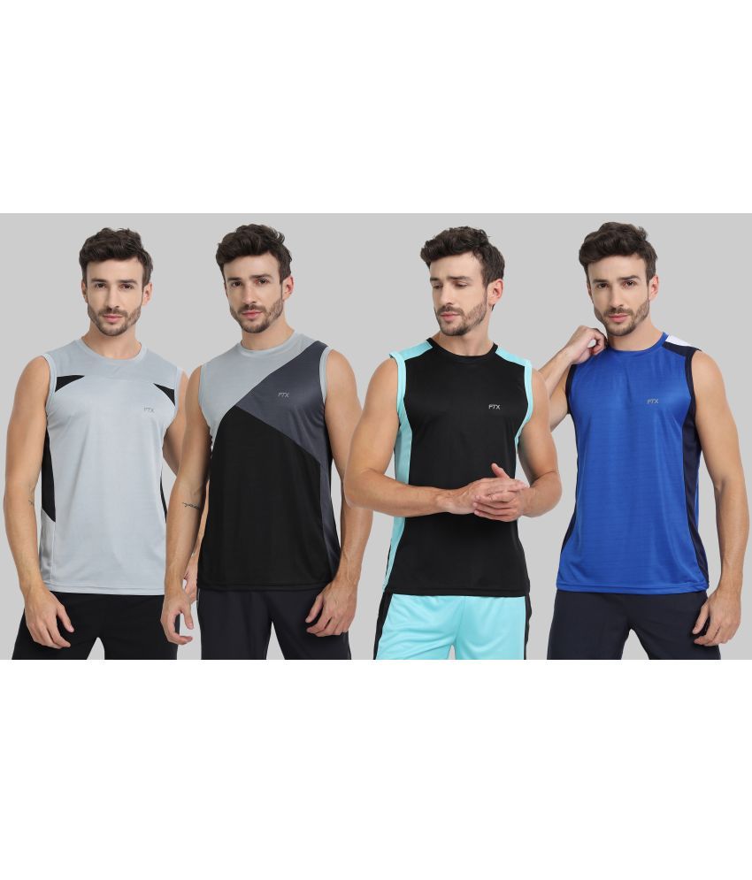     			FTX Pack of 4 Polyester Gym Vest For Men ( Blue )