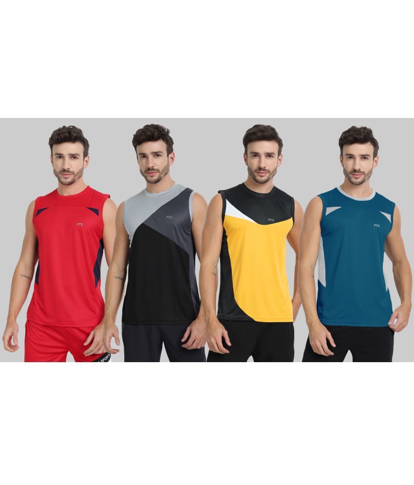     			FTX Pack of 4 Polyester Gym Vest For Men ( Red )