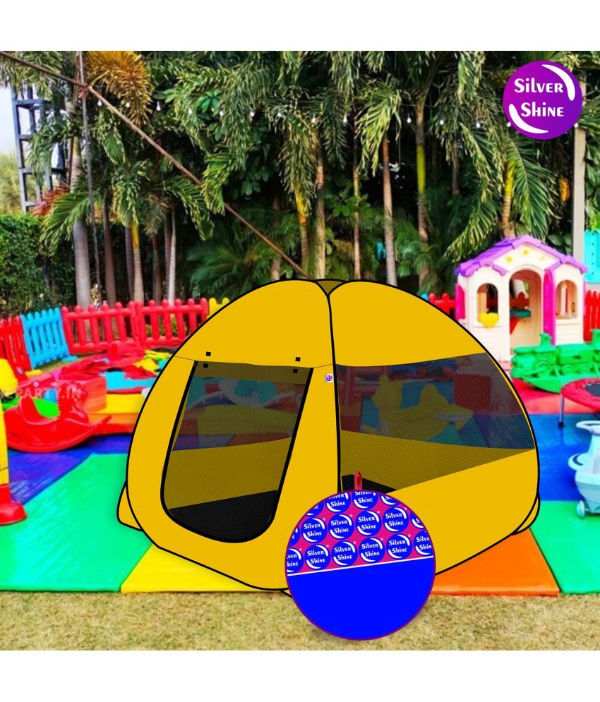     			Foldable Yellow Patterns Popup Kids Play Tent House