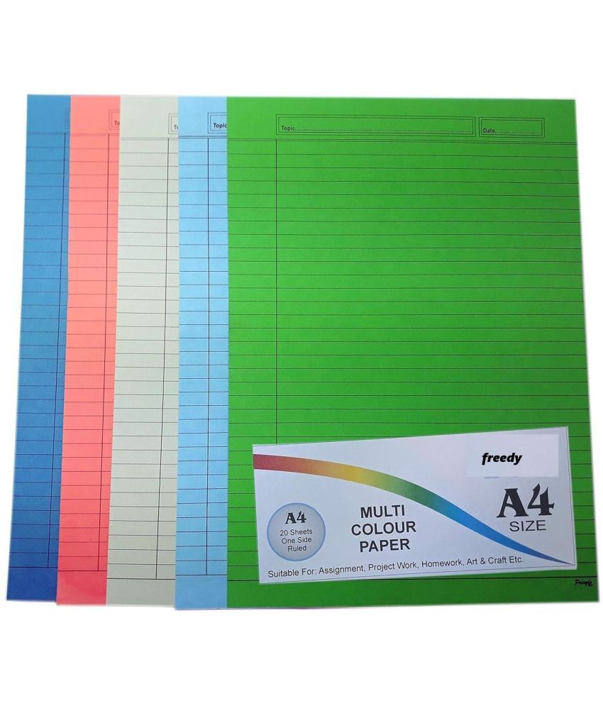     			Freedy A4 Size Both Side Ruled colour Sheet (Pack of 100 sheets) for Project/Assignment/Practical/Homework(A4-100 colour sheet)