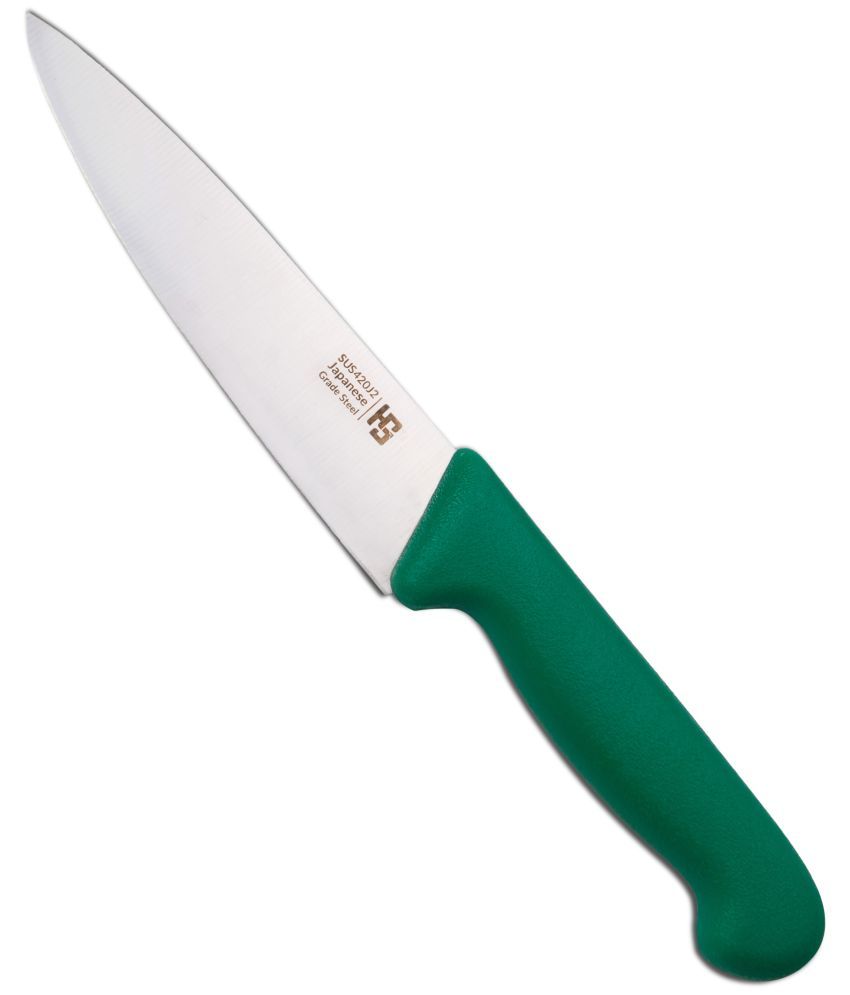     			HS Green Stainless Steel Chef Knife Blade Length 15 cm ( Pack of 1 )