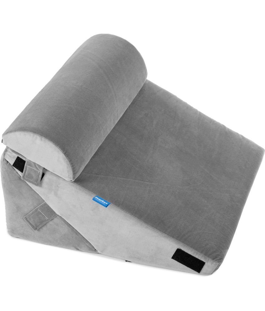     			HOSPIKART Adjustable Memory Foam Bed Wedge Pillow with Headrest for Acid Reflux, Snoring & Back Pain (Grey)