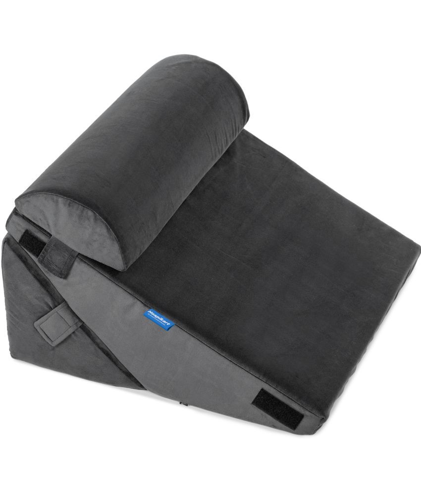     			HOSPIKART Adjustable Memory Foam Bed Wedge Pillow with Headrest for Acid Reflux, Snoring & Back Pain (Dark Grey)