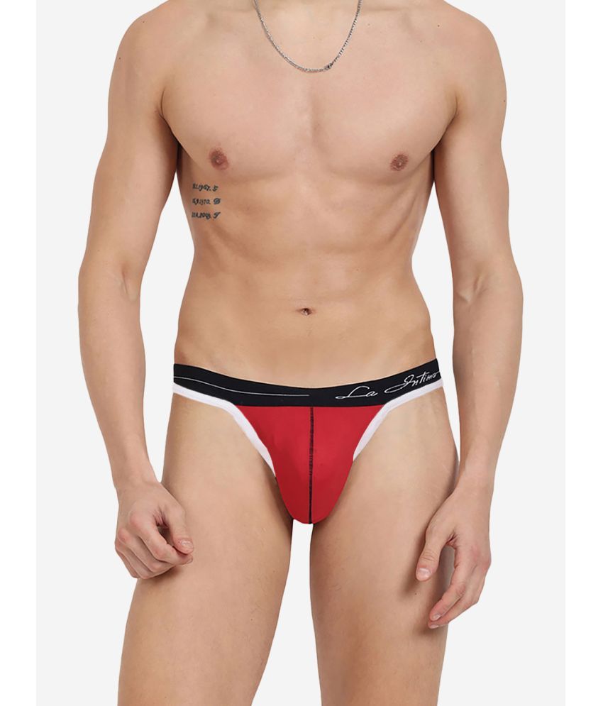     			La Intimo Pack of 1 Cotton Thongs For Men's ( Red )