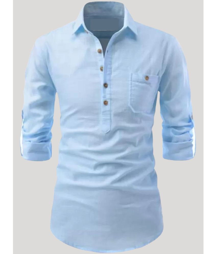     			Life Roads Sky Blue Cotton Men's Shirt Style Kurta ( Pack of 1 )