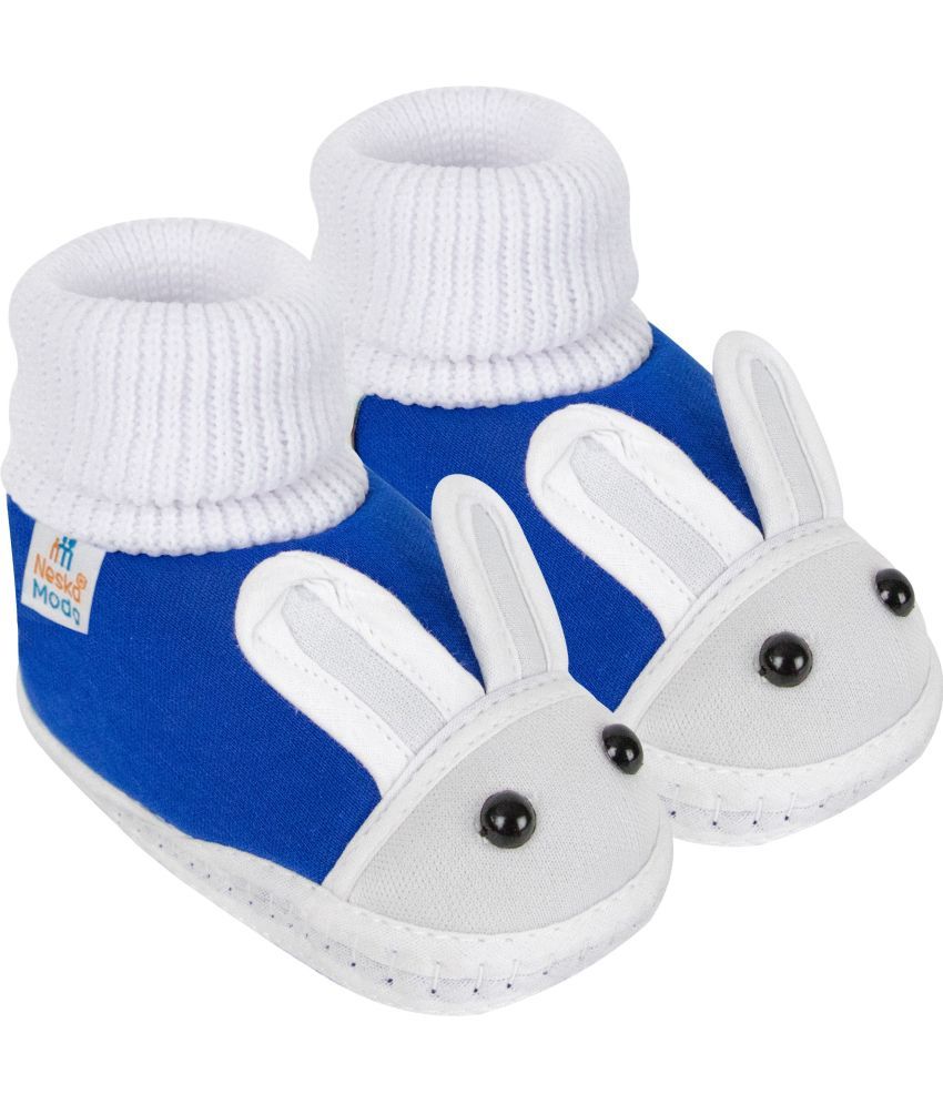     			Neska Moda - Blue Booties For Baby Boy & Baby Girl 6-12 Months ( Pack of 1 )