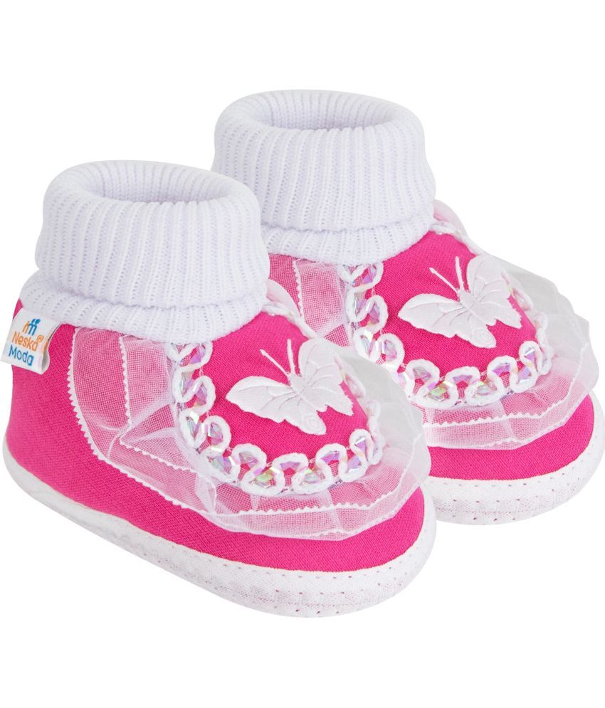     			Neska Moda - Fluorescent Pink  Booties For Baby Girl 6-12 Months ( Pack of 1 )