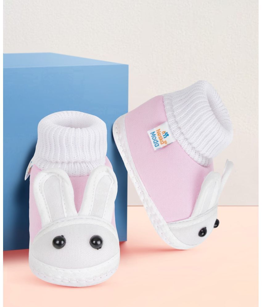     			Neska Moda - Pink Booties For Baby Boy & Baby Girl 6-12 Months ( Pack of 1 )