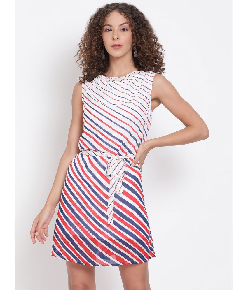     			Oxolloxo Polyester Striped Ankle Length Women's A-line Dress - Multicolor ( Pack of 1 )