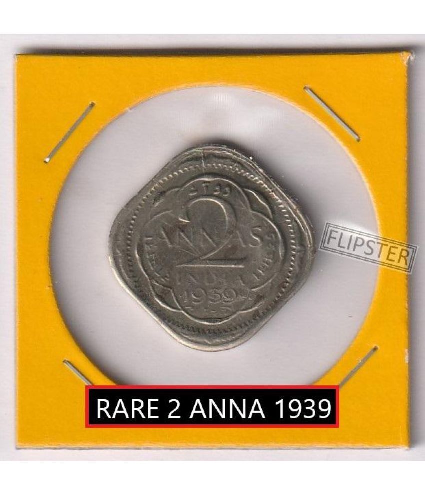     			Rare 2 Anna 1939 King George VI, old British India Coin Collection