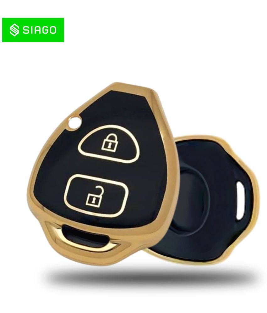     			SIAGO TPU Key Cover Compatible with innova, Fortuner 2 Button Smart Key (Black Pack of 1)