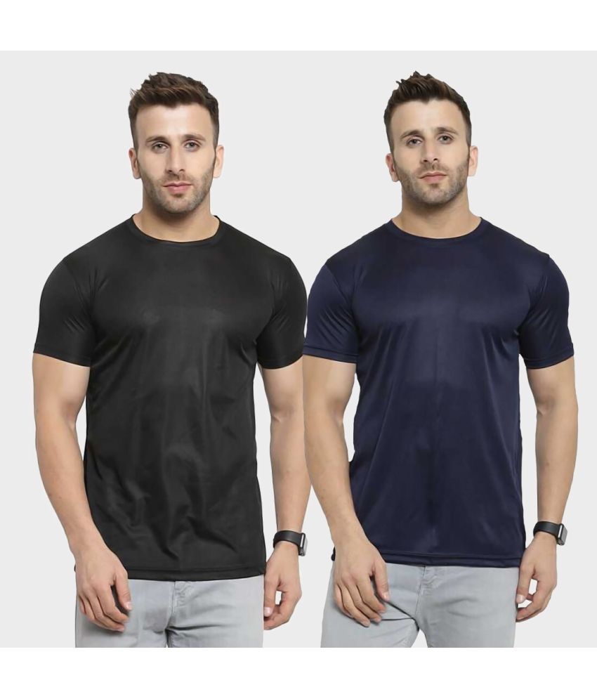     			TQH Polyester Slim Fit Solid Half Sleeves Men's Round T-Shirt - Multicolor15 ( Pack of 2 )