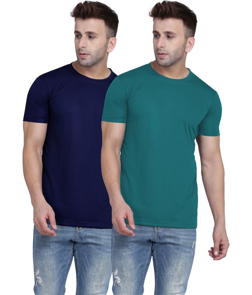     			TQH Polyester Slim Fit Solid Half Sleeves Men's Round T-Shirt - Multicolor8 ( Pack of 2 )