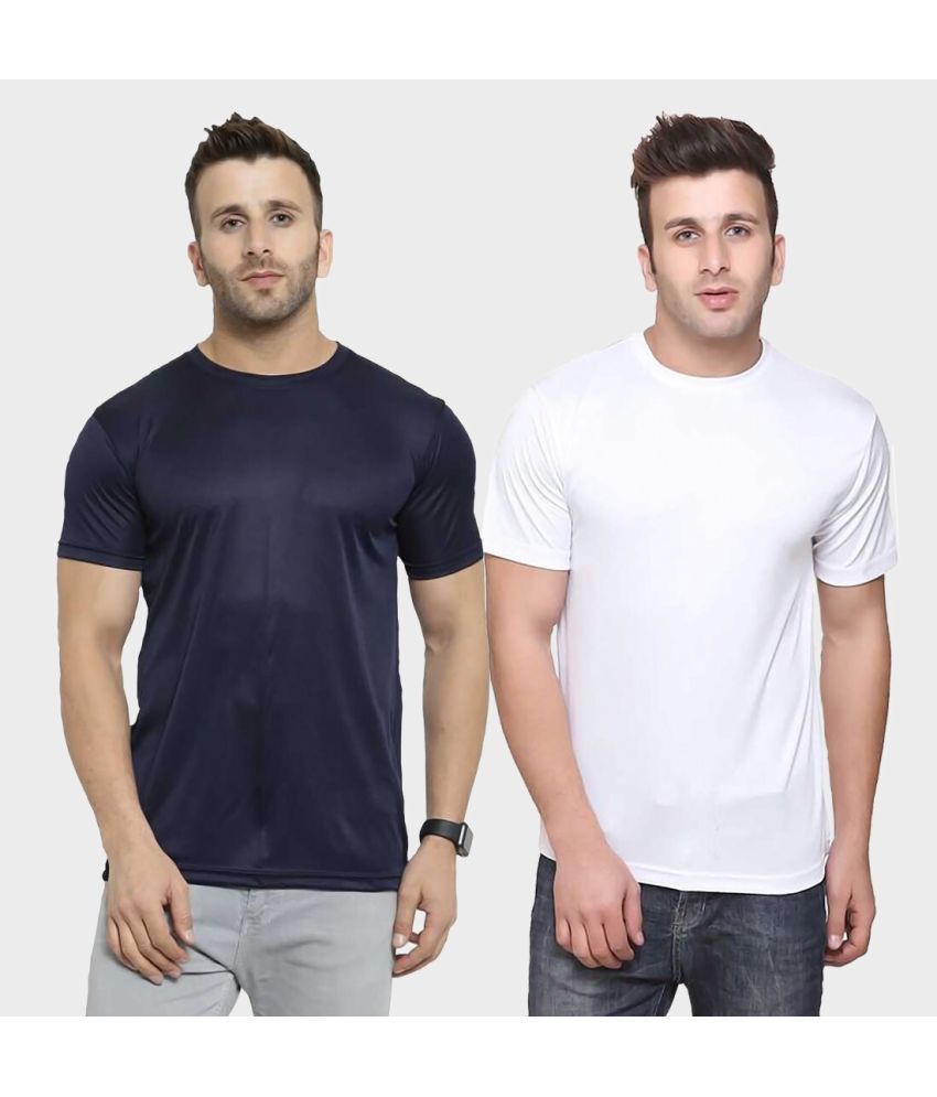     			TQH Polyester Slim Fit Solid Half Sleeves Men's Round T-Shirt - Multicolor12 ( Pack of 2 )