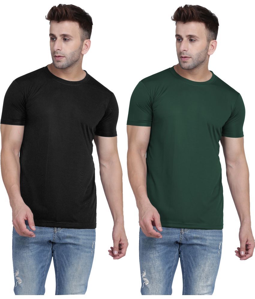     			TQH Polyester Slim Fit Solid Half Sleeves Men's Round T-Shirt - Multicolor9 ( Pack of 2 )