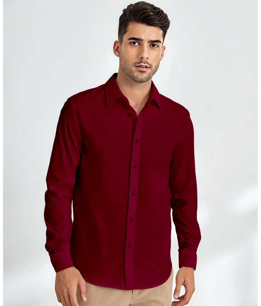     			WEBRIC Cotton Blend Regular Fit Solids Full Sleeves Men's Casual Shirt - Maroon ( Pack of 1 )