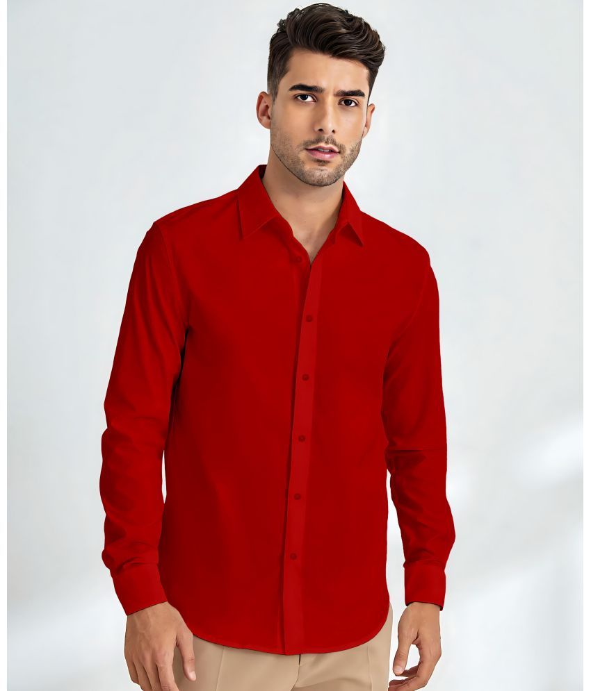     			WEBRIC Cotton Blend Regular Fit Solids Full Sleeves Men's Casual Shirt - Red ( Pack of 1 )