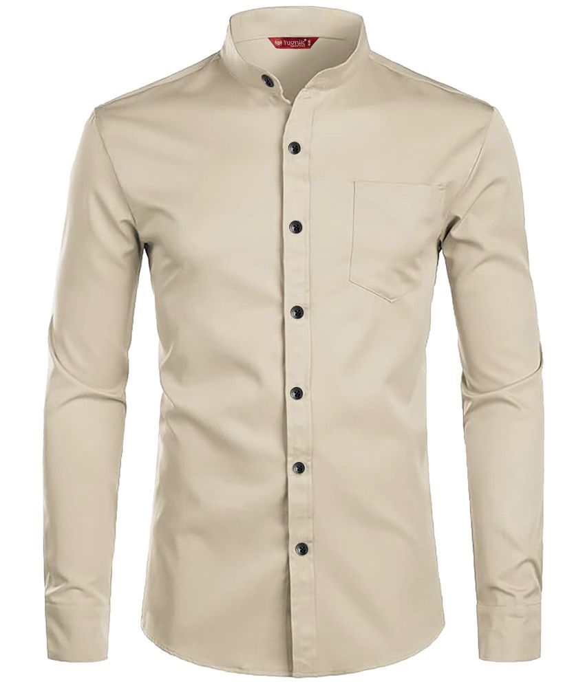     			Yugnik Cotton Blend Slim Fit Full Sleeves Men's Formal Shirt - Beige ( Pack of 1 )