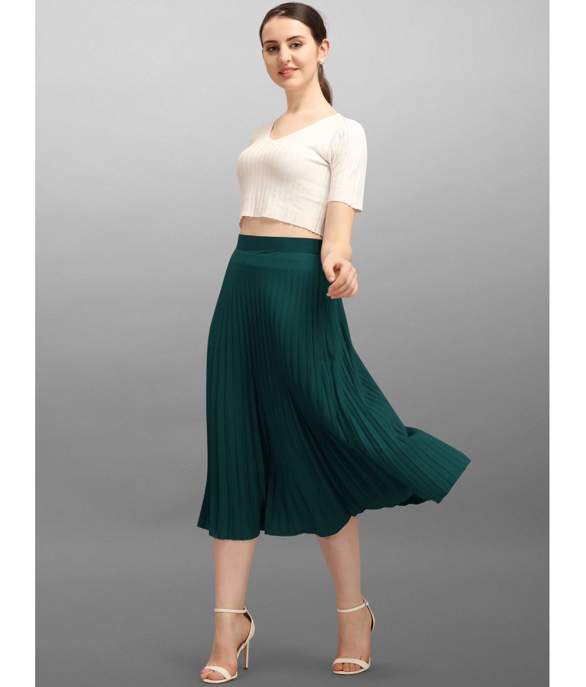     			ZWERLON Green Rayon Women's Flared Skirt ( Pack of 1 )