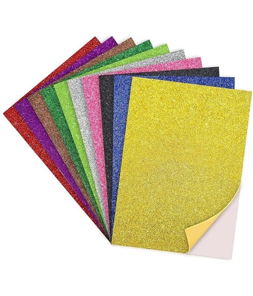     			freedy A4 Glitter Foam Sheet Sparkles (self Adhesive) 2 mm Thick 10 Different Color, for Art & Craft