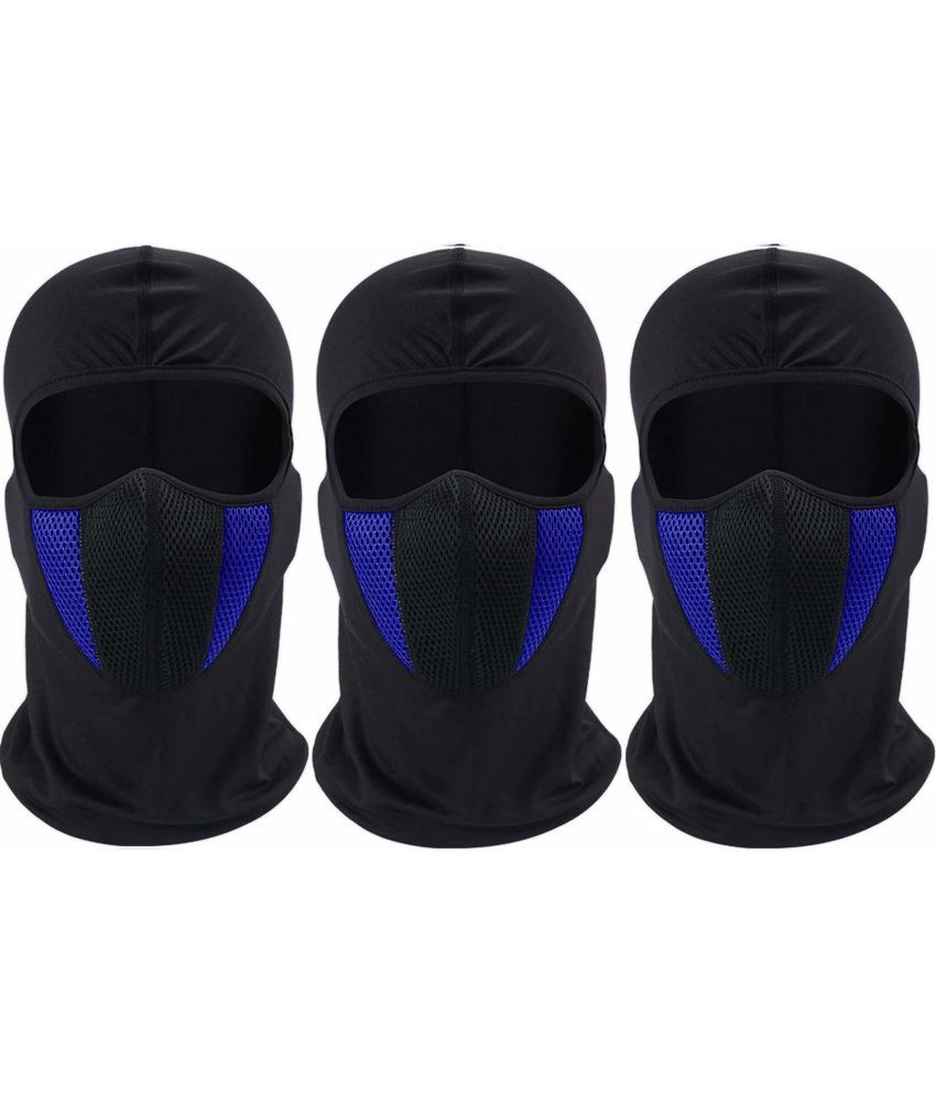     			AKSMIT Black/Blue Solid Others Bike Face Cover Free