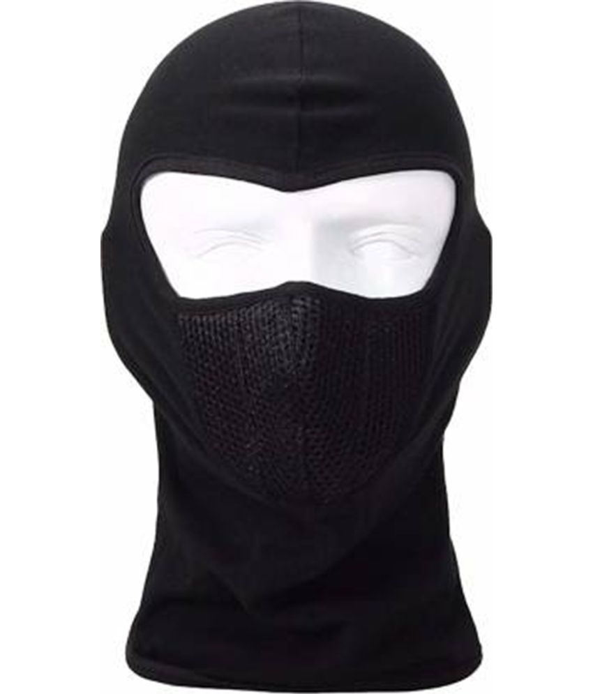     			AKSMIT Black Solid Polyester Bike Face Cover Free