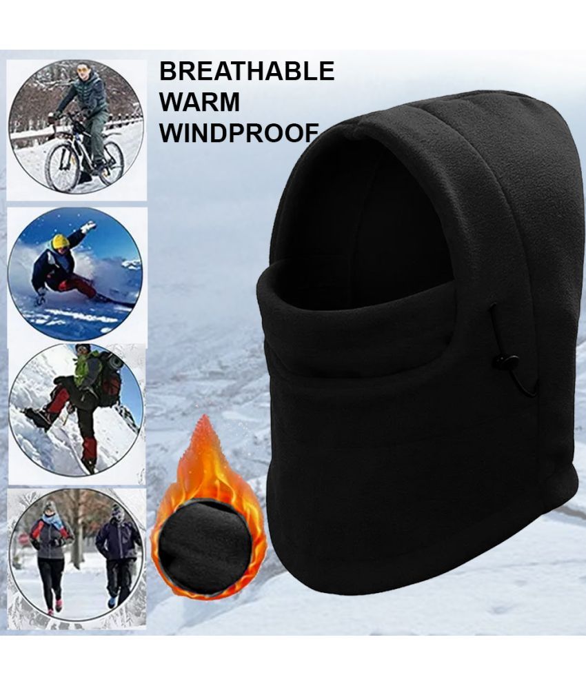     			AKSMIT Black Solid Woollen Bike Face Cover Free