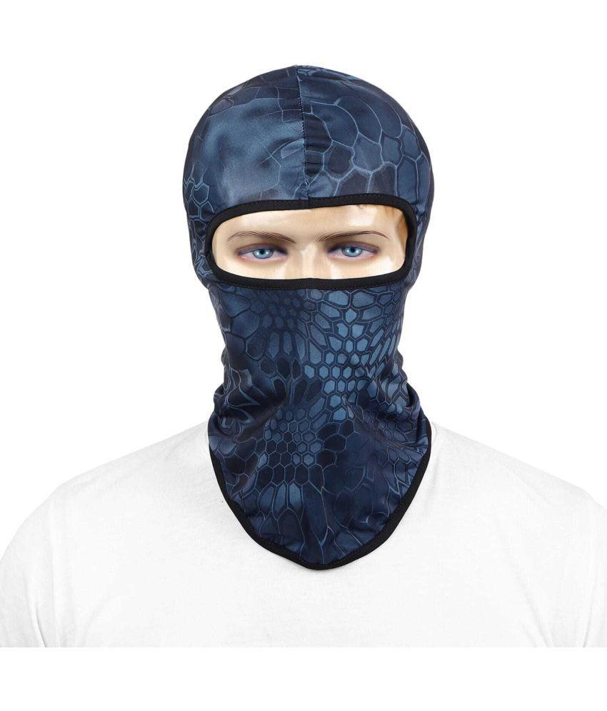     			AKSMIT Blue Solid Polyester Bike Face Cover Free