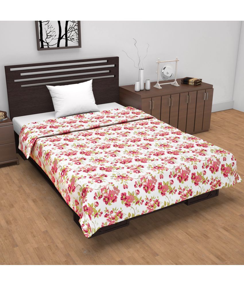     			DIVINE CASA Cotton Floral Printed Single Bed Blanket ( 210 cm x 140 cm ) - Pink ( Pack of 1 )