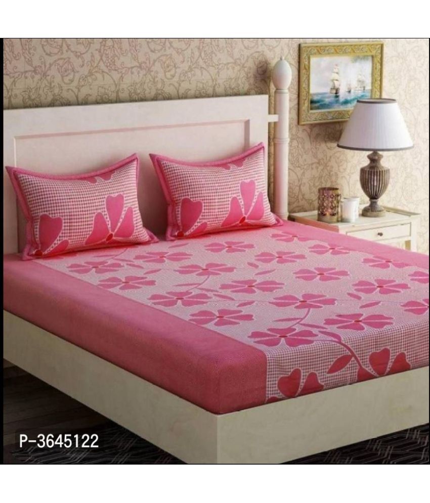     			Decent Home Microfiber 1 Double Bedsheet with 2 Pillow Covers ( Pink )