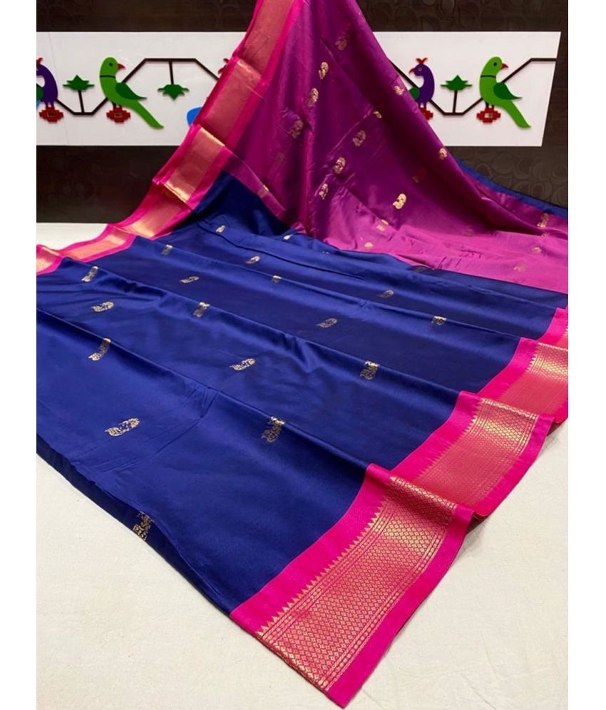     			FAB SILK Pack of 1 Cotton Silk Woven Saree With Blouse Piece ( Navy Blue )