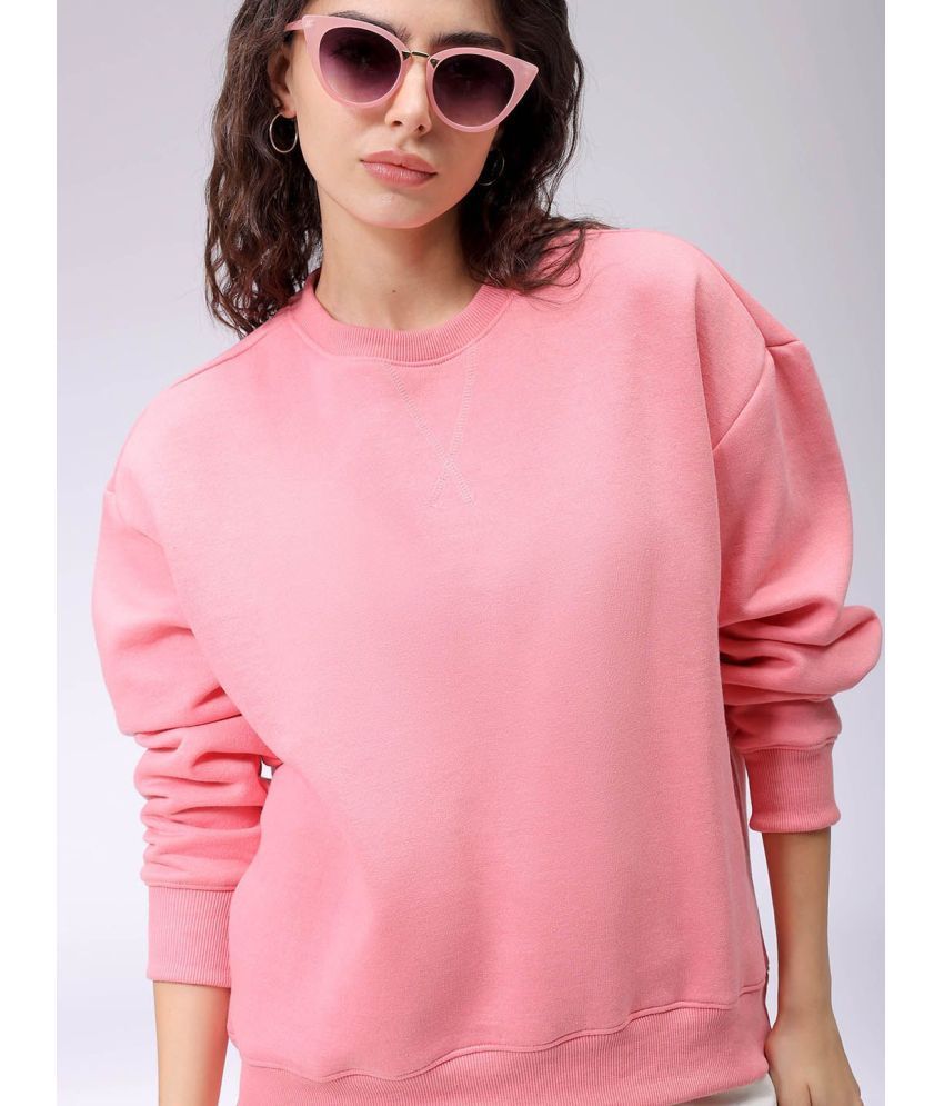     			Freehand Poly Cotton Women's Non Hooded Sweatshirt ( Pink )