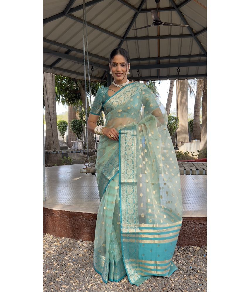     			JULEE Pack of 1 Organza Embellished Saree With Blouse Piece ( Rama )