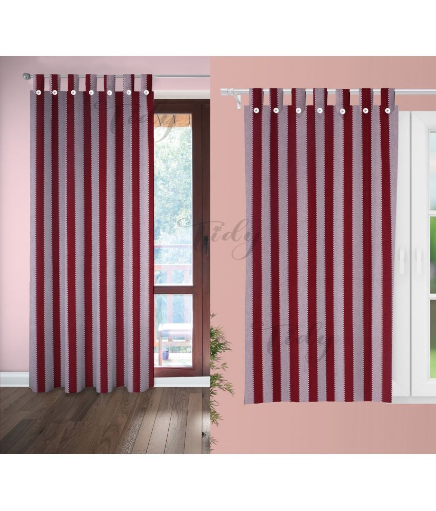     			Tidy Vertical Striped Room Darkening Loop Curtain 6.5 ft ( Pack of 2 ) - Brown