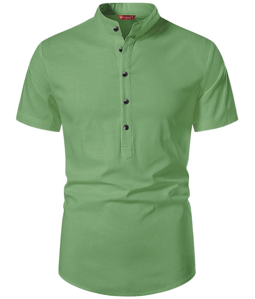     			Yugnik Light Green Cotton Men's Regular Kurta ( Pack of 1 )