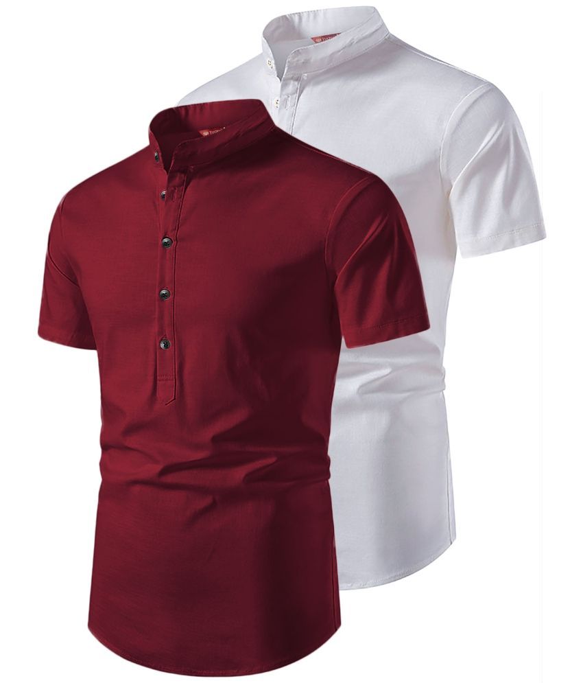     			Yugnik Maroon Cotton Men's Regular Kurta ( Pack of 2 )