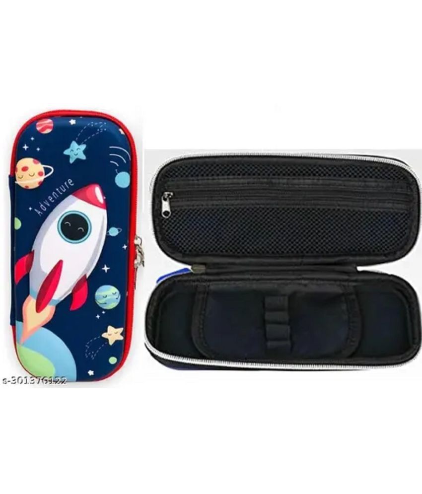     			DENFE  3D Cover Space Rocket Theme Pencil Case | Large Capacity Pencil Pouch Bag | Compass Education Pouch Organizers for Kids Children | Storage Box Childhood Presents