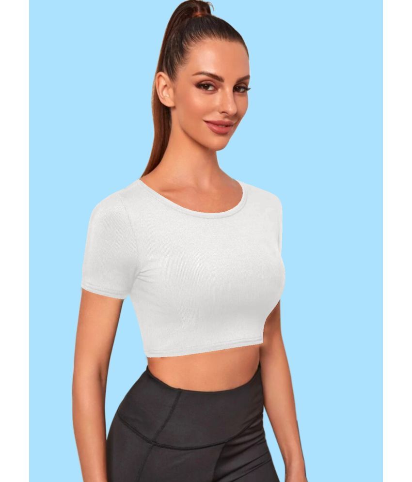     			Dream Beauty Fashion White Polyester Women's Crop Top ( Pack of 1 )