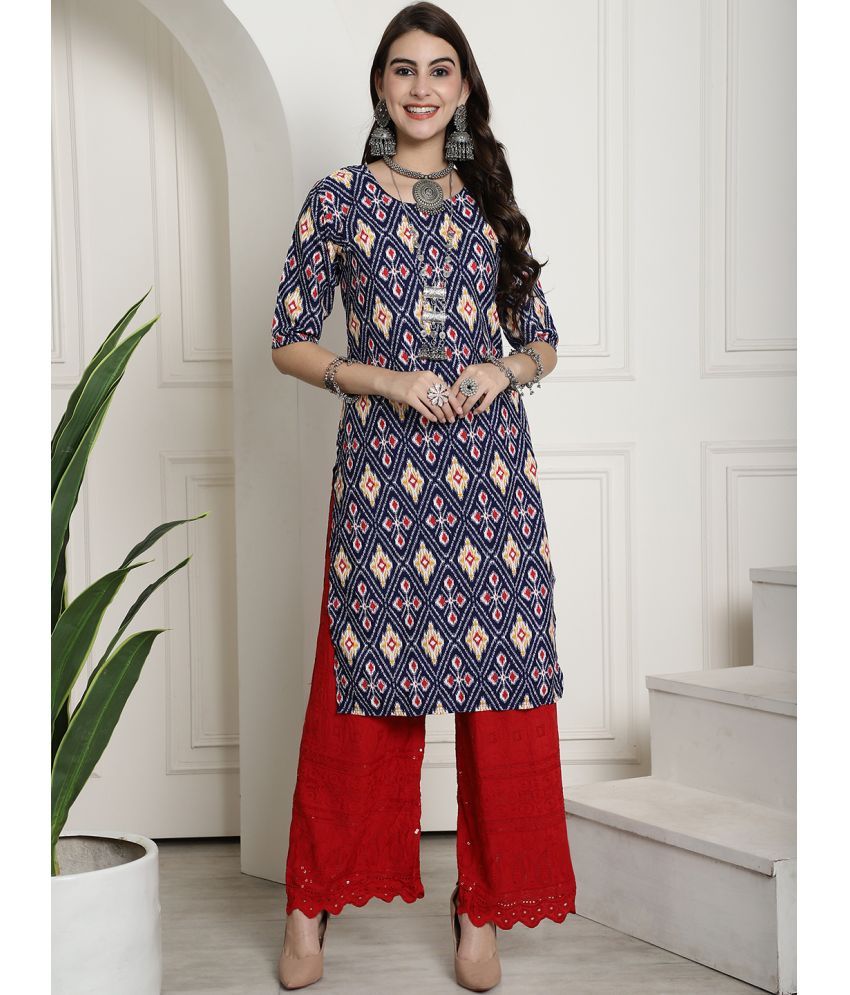     			Ethnicbasket Pack of 1 Crepe Printed Straight Women's Kurti - ( Multicolor1 )