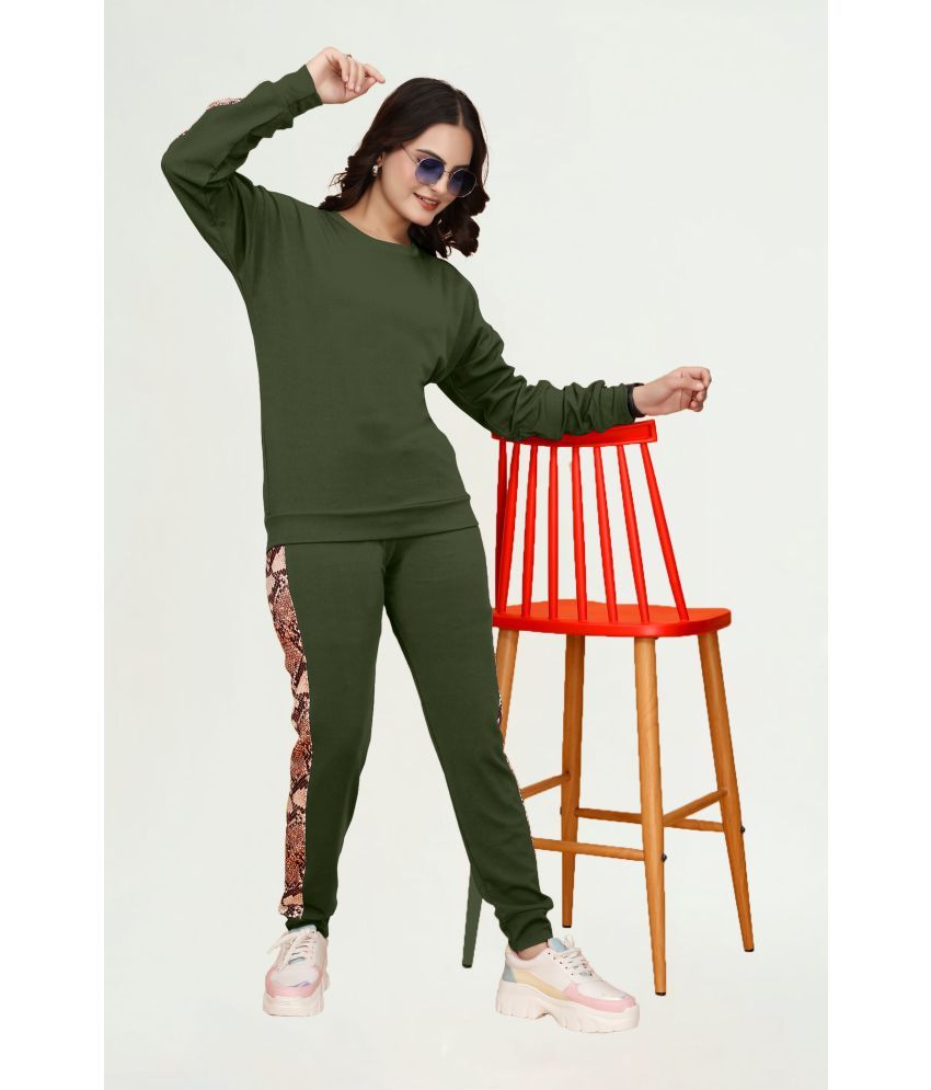     			INFRIM Green Cotton Blend Applique Tracksuit - Pack of 1