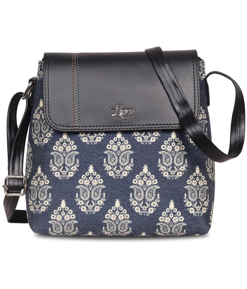     			Livro Sling Bag Jute Set of 1 ( Navy Blue )