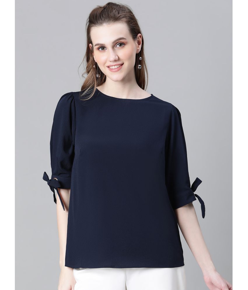     			Oxolloxo Navy Blue Polyester Women's Regular Top ( Pack of 1 )