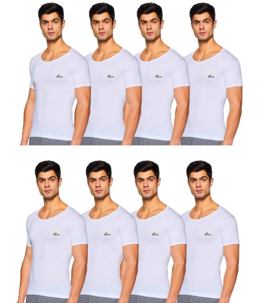     			Renox Pack of 5 Cotton Tank For Men ( White )