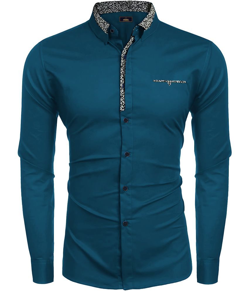     			WEBRIC Cotton Blend Regular Fit Full Sleeves Men's Formal Shirt - Teal ( Pack of 1 )