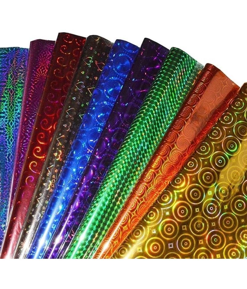     			freedy (5 Colours x 10 Sheets Each) Plastic Holographic Metallic Colour Paper Wrapping Sheets Especially for Gifts for Loved, 65cm X 45cm (Pack of 50)