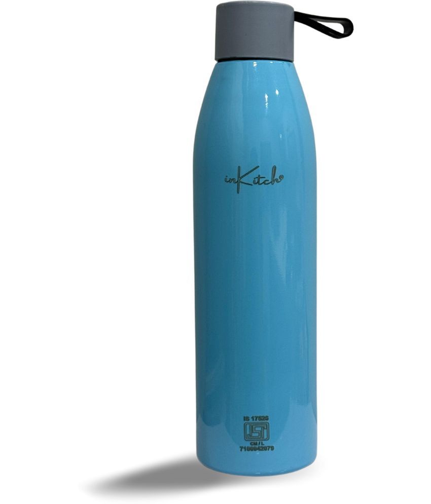     			inKitch ISI Certified Double Wall Vacuum Water Bottle Blue Steel Water Bottle 750 mL ( Set of 1 )