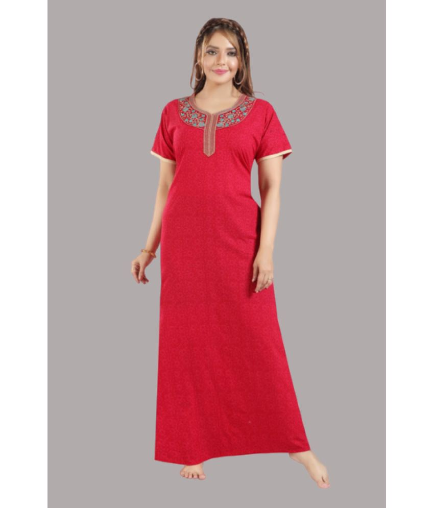     			BAILEY SELLS Red Cotton Women's Nightwear Nighty & Night Gowns ( Pack of 1 )